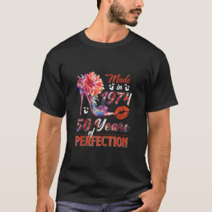 Gemaakt in 1974 Floral 50 jaar oud  50e geboorte T-shirt