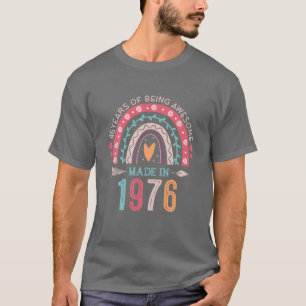 Gemaakt in 1976 46 jaar oude regenboog 46e verjaar t-shirt