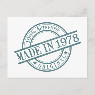 Gemaakt in 1978 Geboortejaar Ronde Rubber Stempel  Briefkaart
