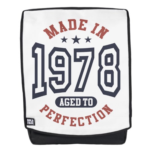 Gemaakt in 1978 tot perfecte geboortegrond rugtassen (Voorkant)