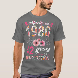 Gemaakt in 1980 Bloem 42 Jaar Oud 42e Verjaardagsc T-shirt
