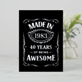 Gemaakt in 1983, 40 jaar geweldige 2023 dag folie uitnodiging (Staand Voorkant)