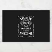 Gemaakt in 1983, 40 jaar geweldige 2023 dag likeurfles etiket (Enkel label)