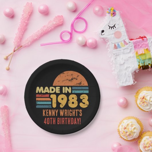 Gemaakt in 1983 40e verjaardag papieren bordje (Feest)