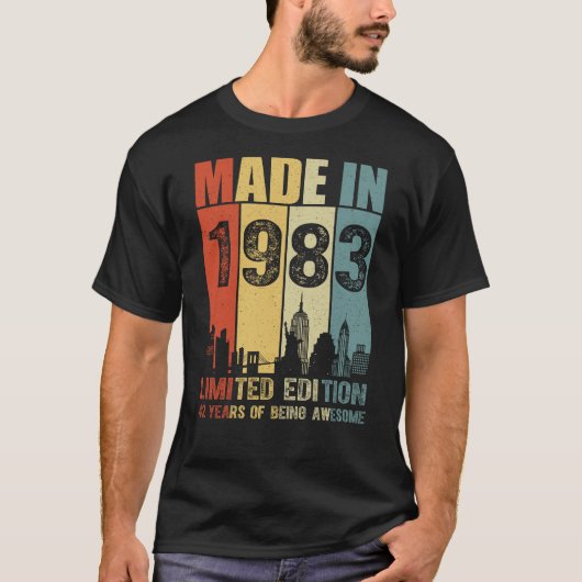 Gemaakt in 1983 Limited Edition 42 jaar T-shirt (Voorkant)