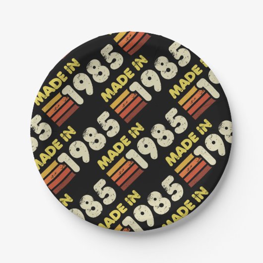 Gemaakt in 1985 40e verjaardag papieren bordje (Voorkant)