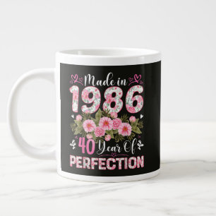 Gemaakt in 1986 40 Jaar Perfectie Bloemmotief Grote Koffiekop