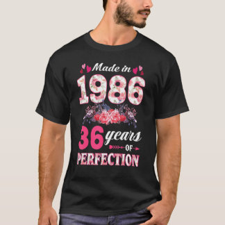 Gemaakt in 1986 Floral 36e verjaardag 36 jaar oude T-shirt