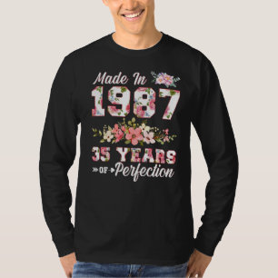 Gemaakt in 1987 35 jaar perfectie 35th B Day Flo T-shirt