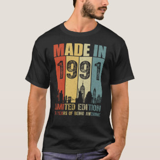 Gemaakt in 1991 Limited Edition 34 jaar T-shirt