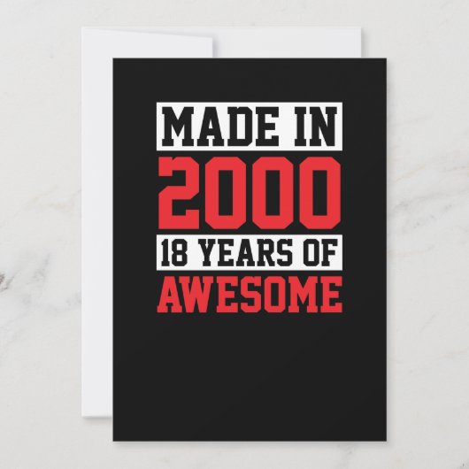 Gemaakt in 2000, 18 jaar geweldige verjaardag kaart (Voorkant)