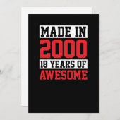 Gemaakt in 2000, 18 jaar geweldige verjaardag kaart (Voorkant / Achterkant)