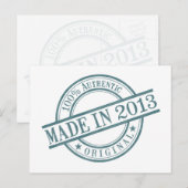 Gemaakt in 2013 Geboortejaar Ronde Rubber Stempel  Briefkaart (Voorkant / Achterkant)