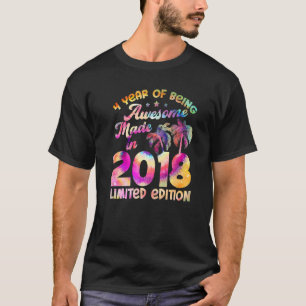 Gemaakt in 2018 4 Verjaardag 4 jaar oud T-shirt