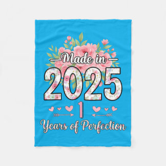 Gemaakt in 2025 bloemencadeaus voor 1e verjaardag fleece deken