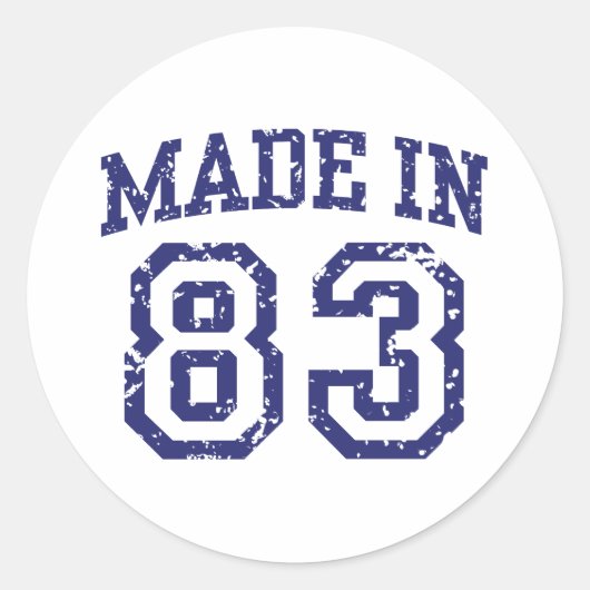 Gemaakt in 83 ronde sticker (Voorkant)