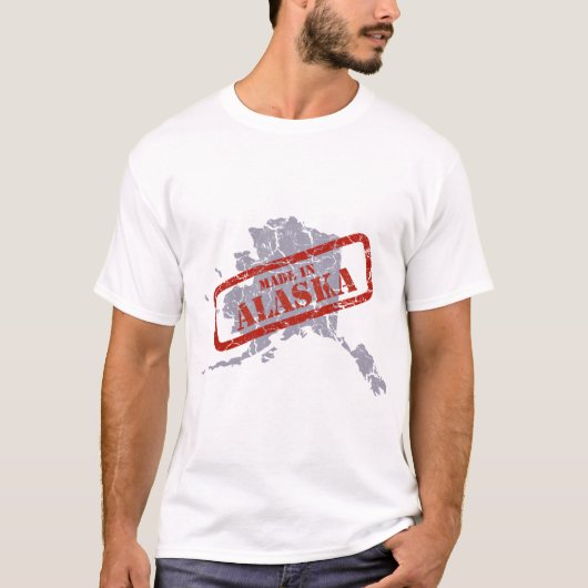 Gemaakt in Alaska Grunge Map Basic T-shirt (Voorkant)