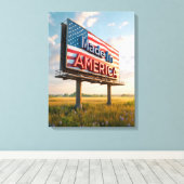 Gemaakt in Amerika Billboard in een land veld Canvas Afdruk (Insitu (Houten vloer))