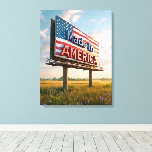 Gemaakt in Amerika Billboard in een land veld Canvas Afdruk (Insitu (Houten vloer))