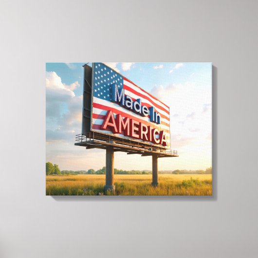 Gemaakt in Amerika Billboard in een land veld Canvas Afdruk (Voorkant)