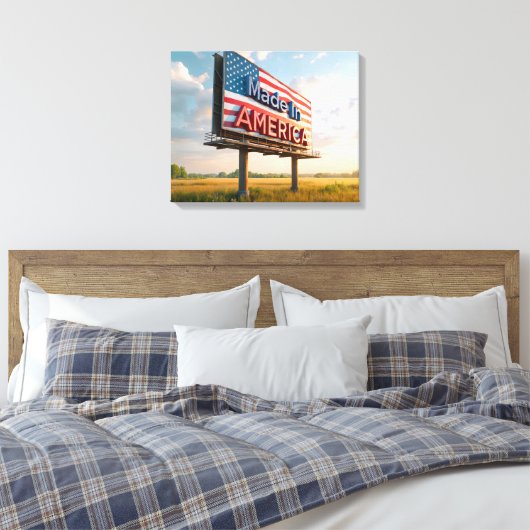 Gemaakt in Amerika Billboard in een land veld Canvas Afdruk (Insitu (Slaapkamer))