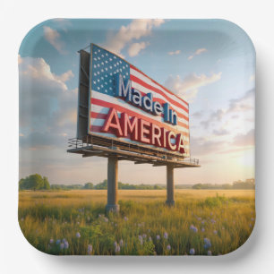 Gemaakt in Amerika Billboard in een land veld Papieren Bordje
