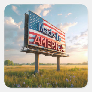 Gemaakt in Amerika Billboard in een land veld Vierkante Sticker