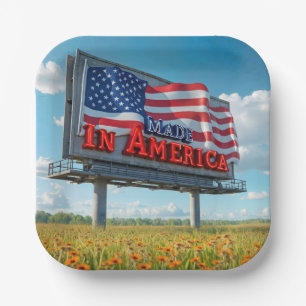 Gemaakt in Amerika Billboard in Wildflowers Papieren Bordje