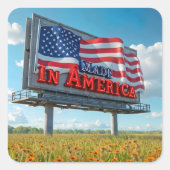 Gemaakt in Amerika Billboard in Wildflowers Vierkante Sticker (Voorkant)