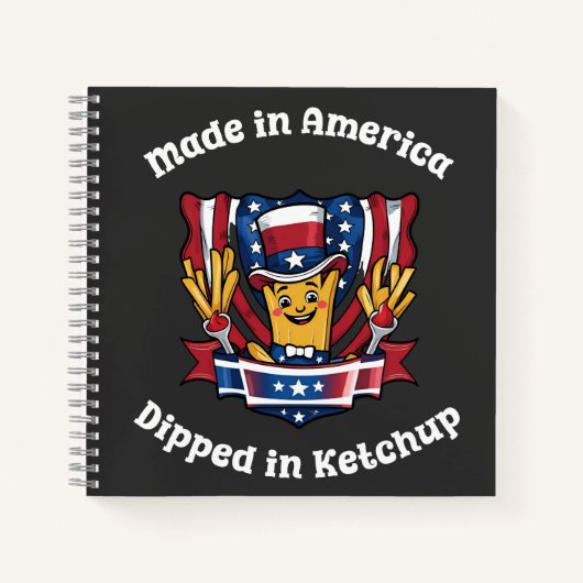 Gemaakt in Amerika Dipped in Ketchup Funny Patriot Notitieboek (Voorkant)