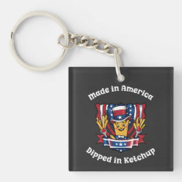 Gemaakt in Amerika Dipped in Ketchup Funny Patriot Sleutelhanger