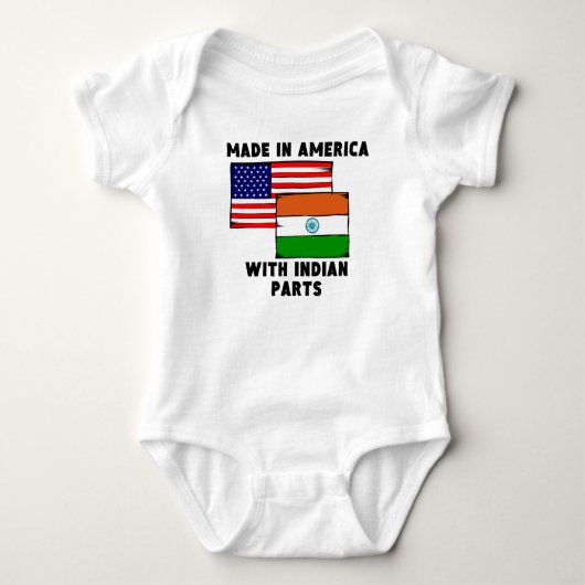 Gemaakt in Amerika met Indiase onderdelen Romper (Voorkant)