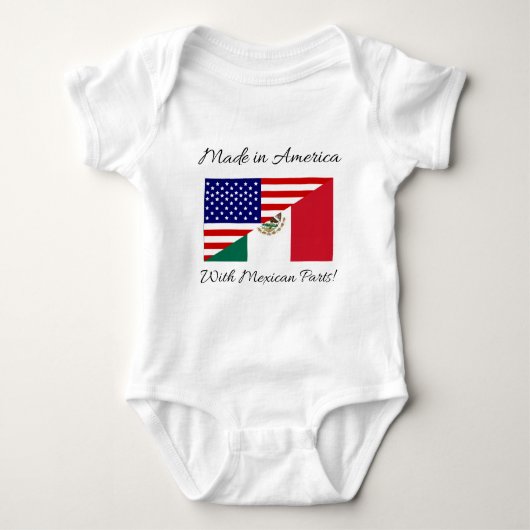 Gemaakt in Amerika met Mexicaanse onderdelen! Romper (Voorkant)