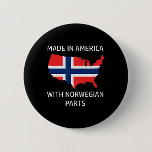 Gemaakt in Amerika met Noorse Onderdelen - Noorweg Ronde Button 5,7 Cm