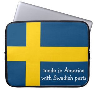 Gemaakt in Amerika met Zweedse onderdelen met vlag Laptop Sleeve