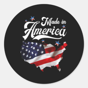 Gemaakt in Amerika - Patriottische Amerikaanse vla Ronde Sticker