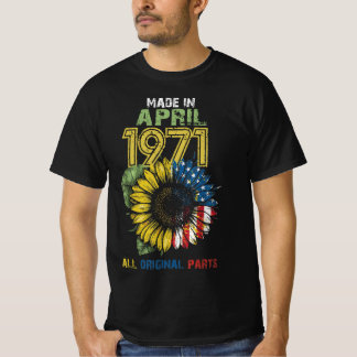 Gemaakt in april 1971 alle oorspronkelijke onderde t-shirt