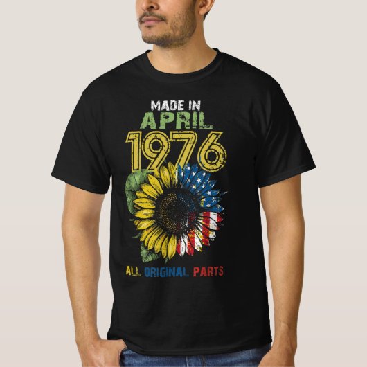 Gemaakt in april 1976 alle oorspronkelijke onderde t-shirt (Voorkant)
