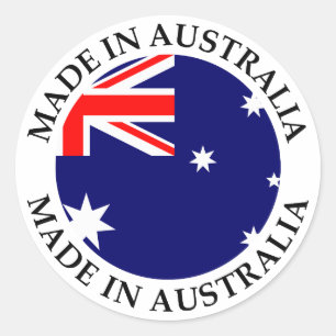Gemaakt in Australië met ronde vlag en tekst Sticker