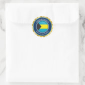 Gemaakt in Bahamas Seal, Bahamaanse vlag Ronde Sticker (Tas)