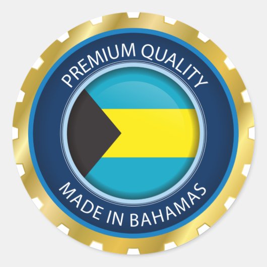 Gemaakt in Bahamas Seal, Bahamaanse vlag Ronde Sticker (Voorkant)