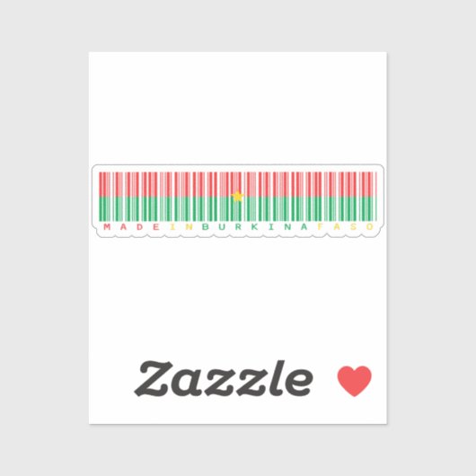 Gemaakt in Burkina Faso Barcode Vlag Sticker (Vel)
