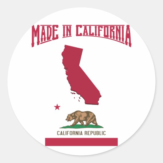 Gemaakt in Californië Ronde Sticker (Voorkant)