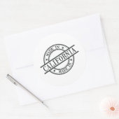 Gemaakt in Californië Stamp Style Symbool Black Ronde Sticker (Envelop)