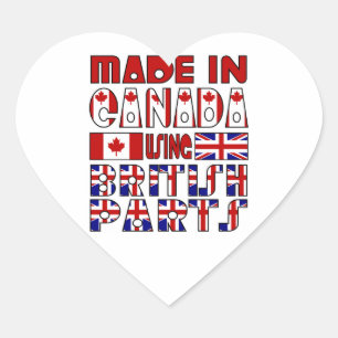 Gemaakt in Canada Britse Onderdelen Hart Sticker