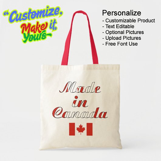 Gemaakt in Canada Natural & Red Budget Canvas tas