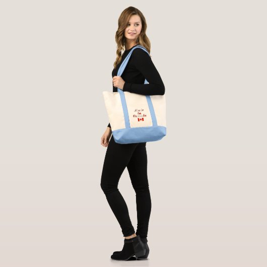Gemaakt in Canada Natuurlijke & Lichtblauwe Canvas Tote Bag (Voorkant (model))