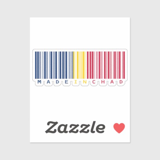 Gemaakt in Chad Barcode Flag Sticker (Vel)