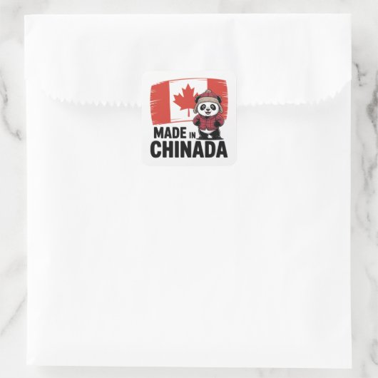 Gemaakt in China Panda - Chinees Canadees Vierkante Sticker (Tas)