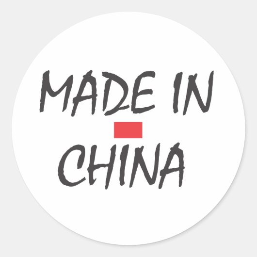 GEMAAKT IN CHINA RONDE STICKER (Voorkant)